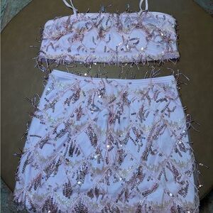 Cider Pink and Gold Sequin Two-Piece Set